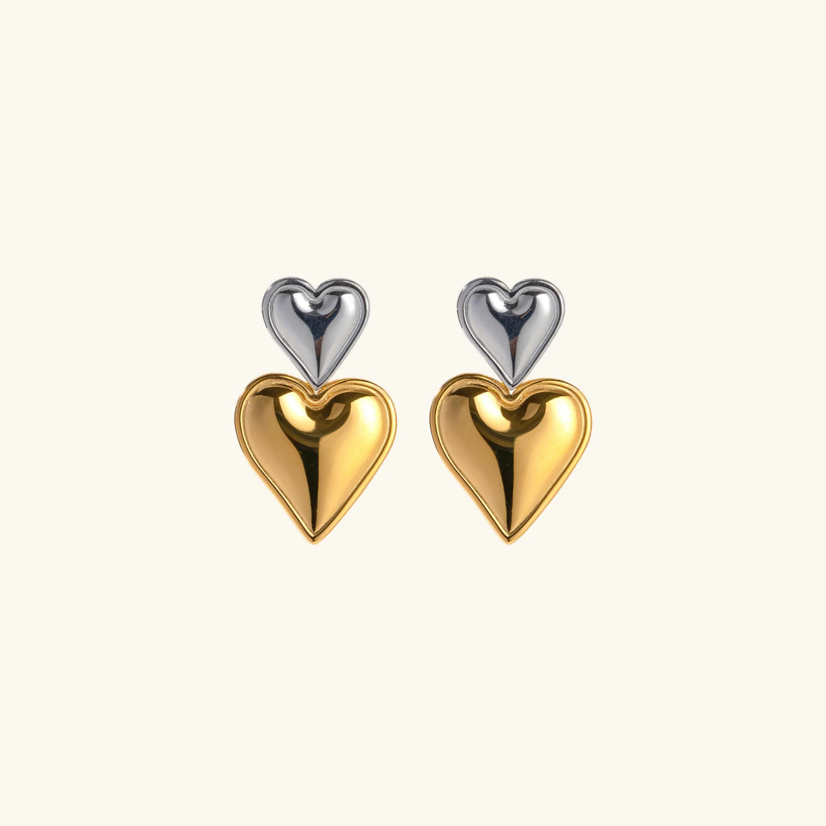 [Topon]Zofia Two Tone Heart Earrings