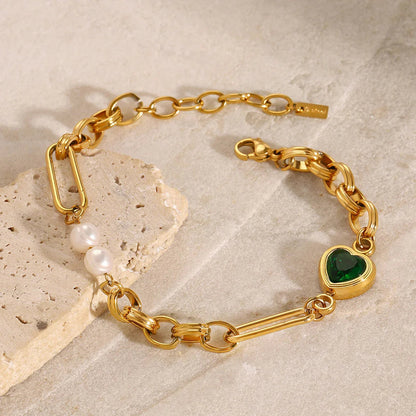 [Topon]Melanie Emerald Pearl Bracelet