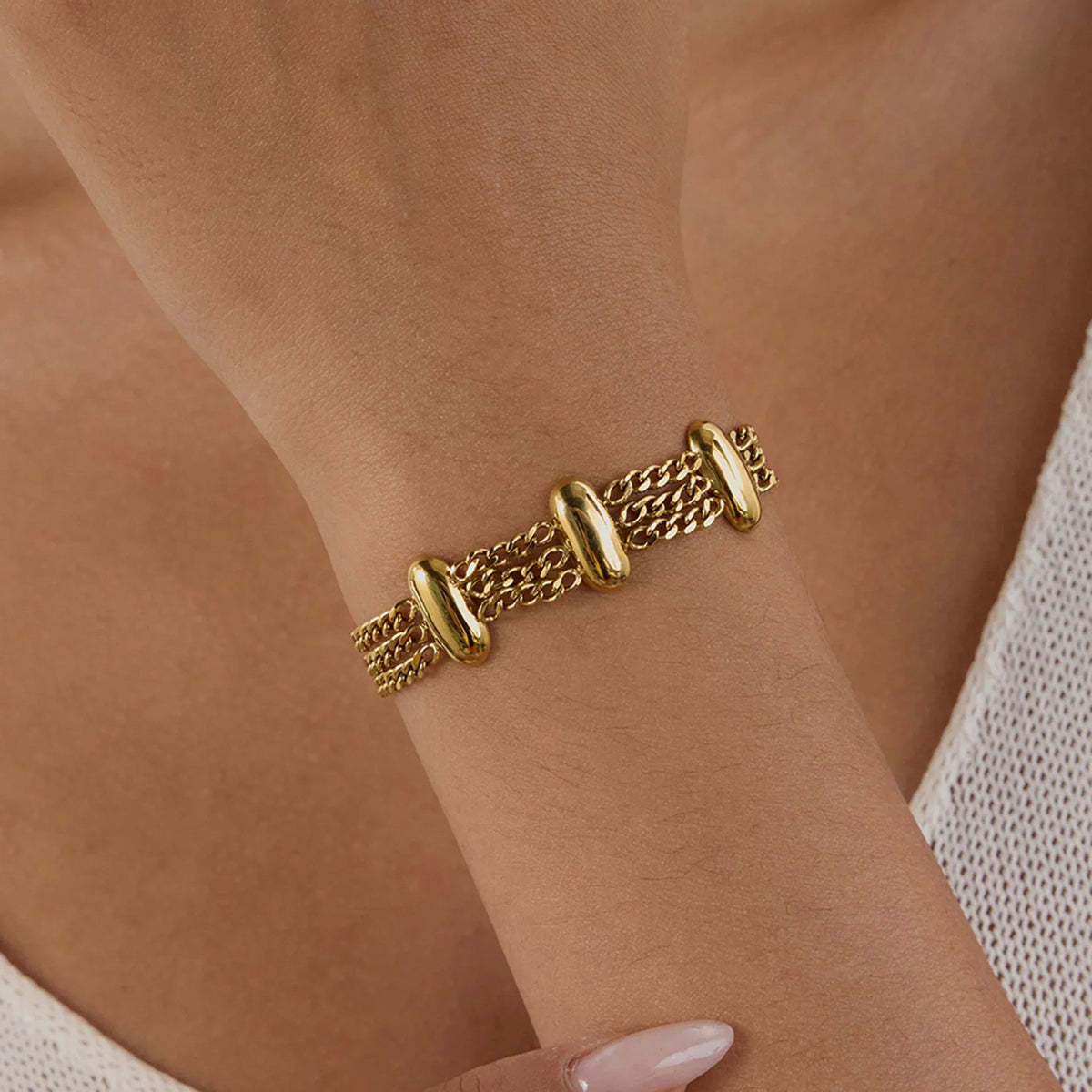 [Topon]Kathleen Layered Chain Gold Bracelet