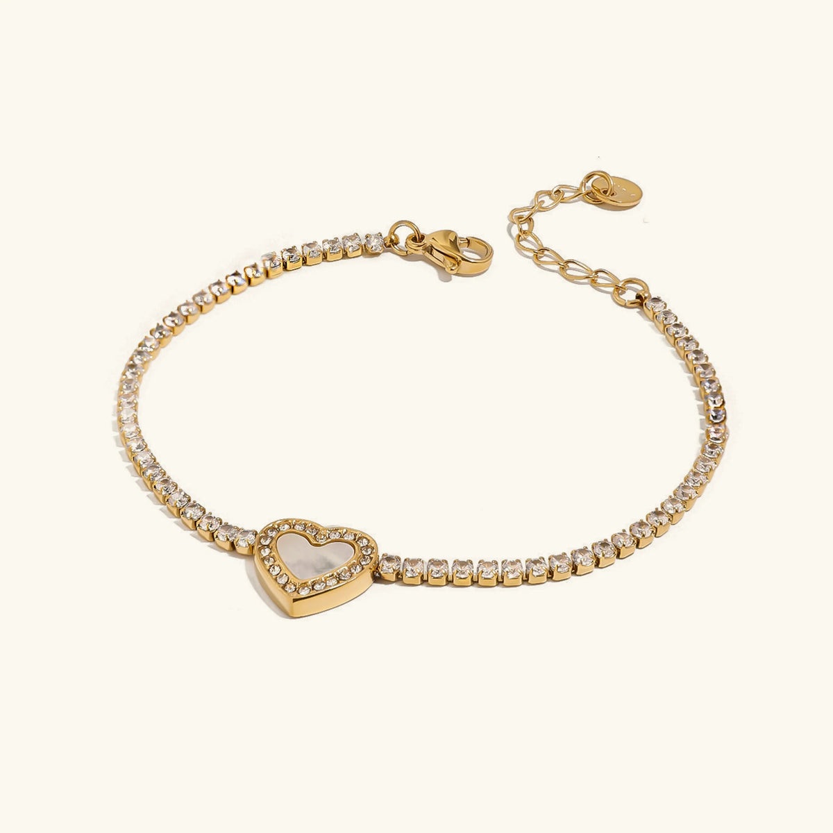 [Topon]Cameron Diamond Heart Tennis Bracelet