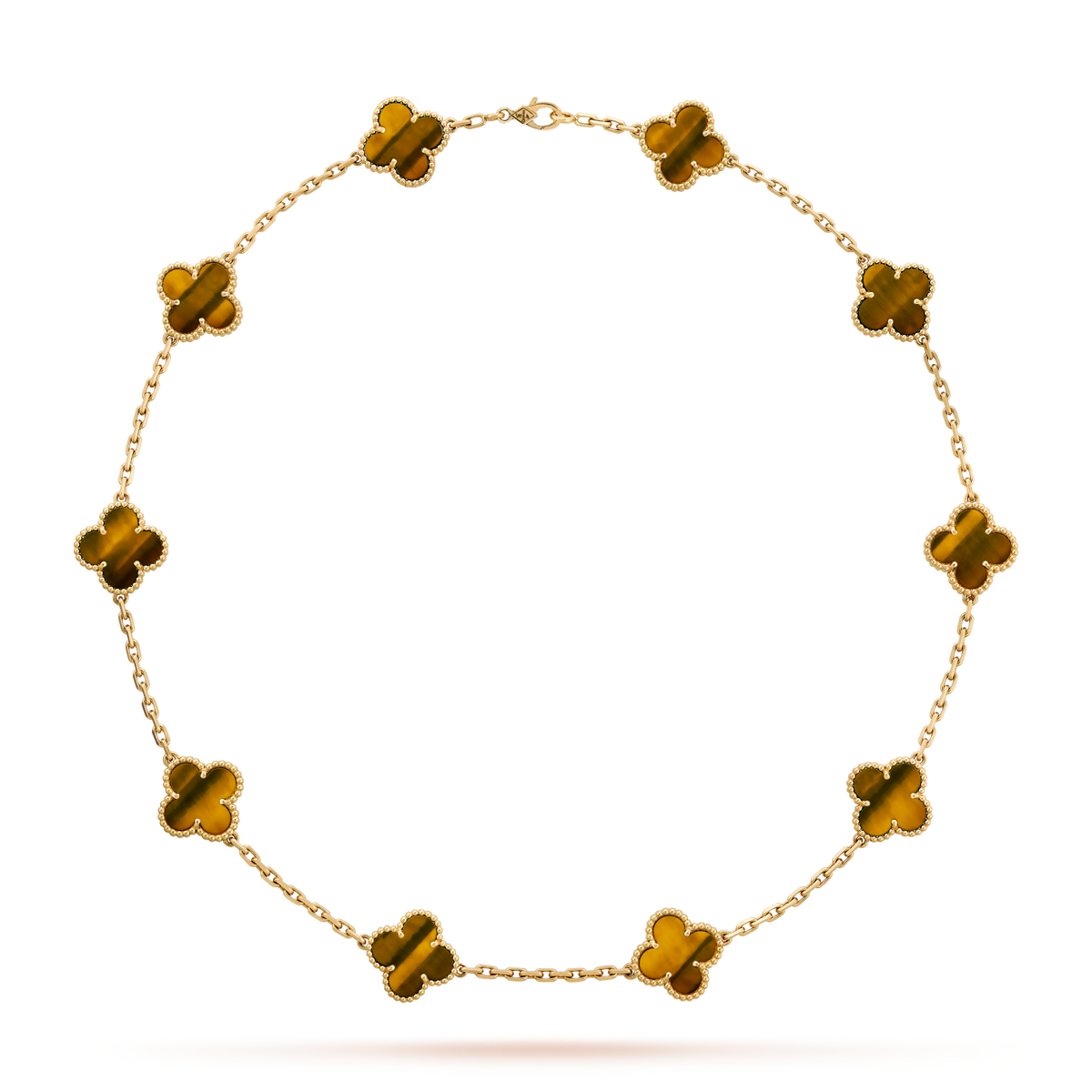 [Topon]CLOVER 10 MOTIFS TIGER EYE NECKLACE